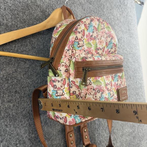 Disney Loungefly Moana Pua Mini Backpack Floral Tropical Brown Pink Summer Bag